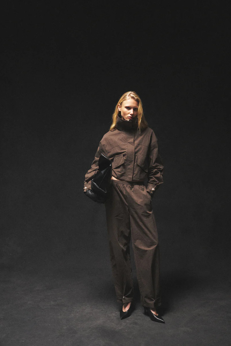 BARREL LEG SHELL TROUSERS - BROWN | The Couture Club