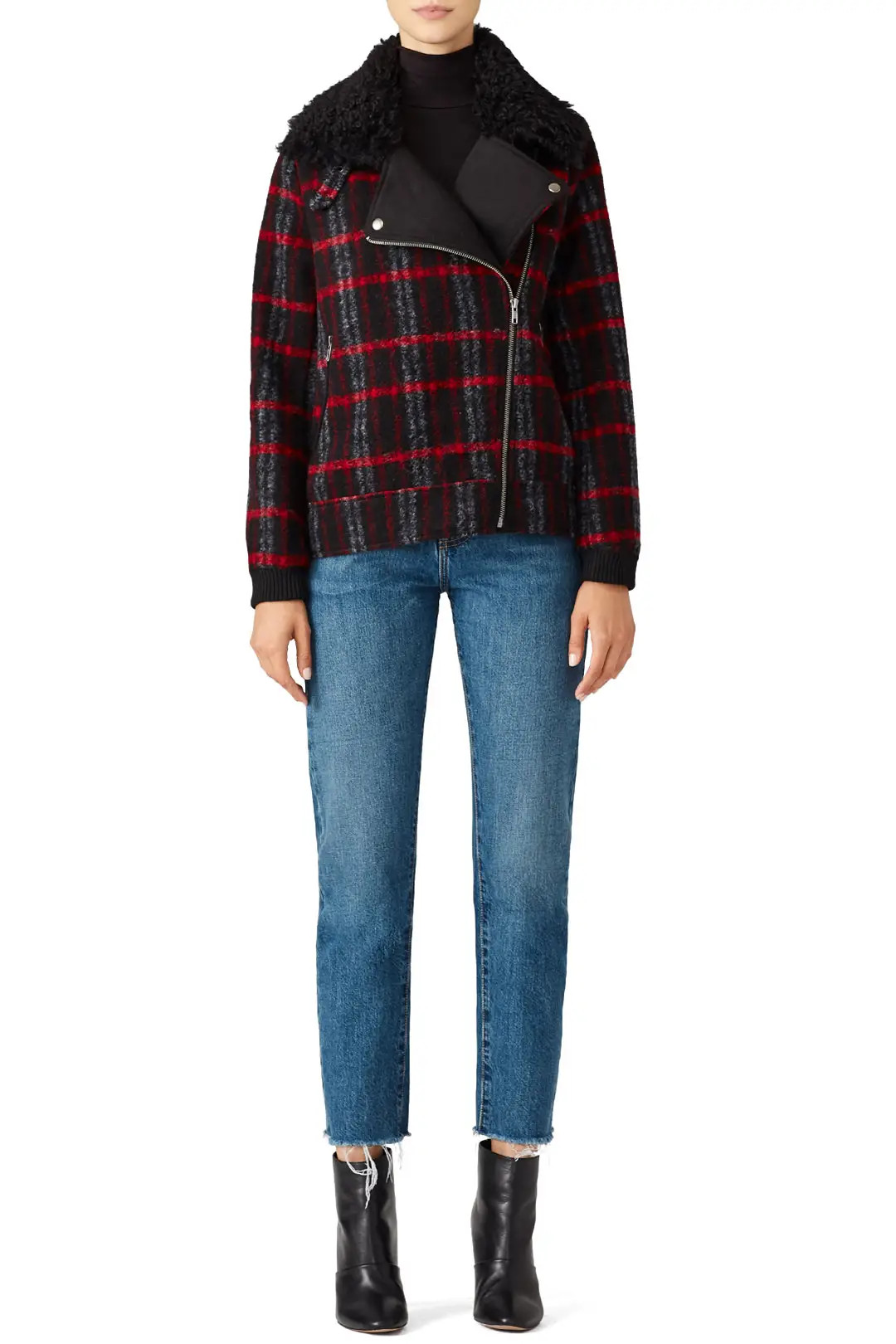 Greylin Red Wood Moto Jacket | Rent The Runway