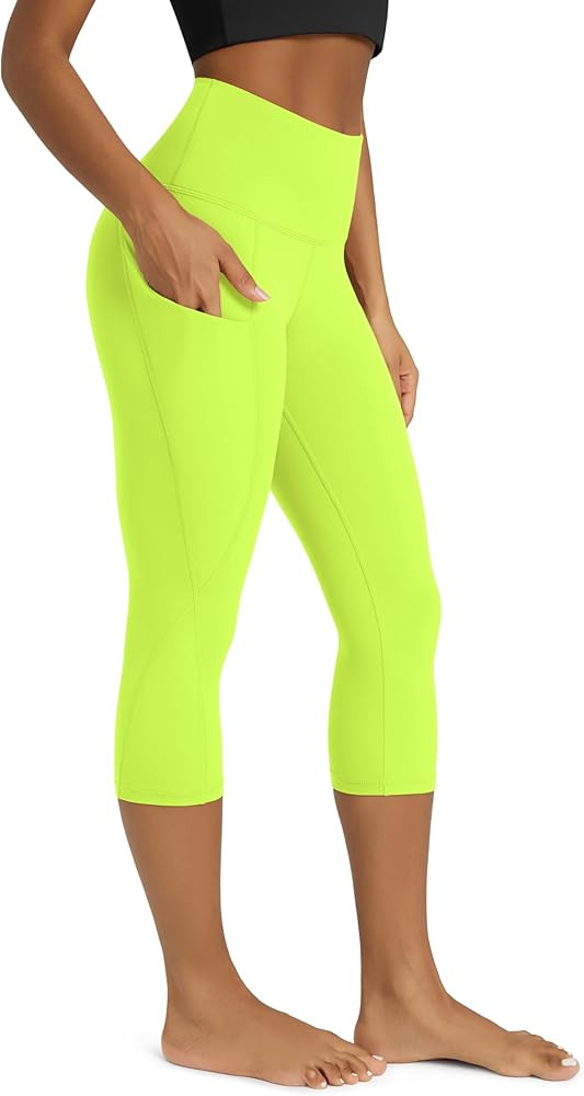 ODODOS Women's High Waisted Yoga Capris with Pockets, Tummy Control Non See Through Workout Athle... | Amazon (US)