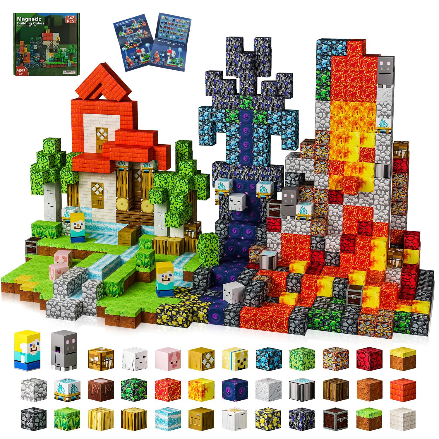 242 PCS 0.8 Inch Magnetic Blocks, STEM Sensory Toys with Storage Bag, Magnetic Building Blocks fo... | Amazon (US)