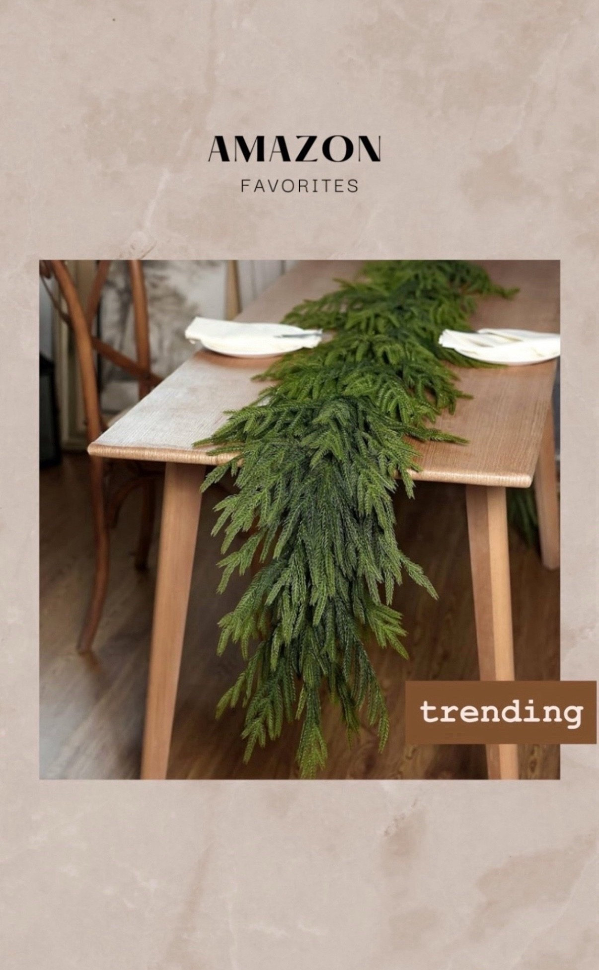 9ft almost real looking norfolk line garland 

#pinedecor #garland #christmaadecor