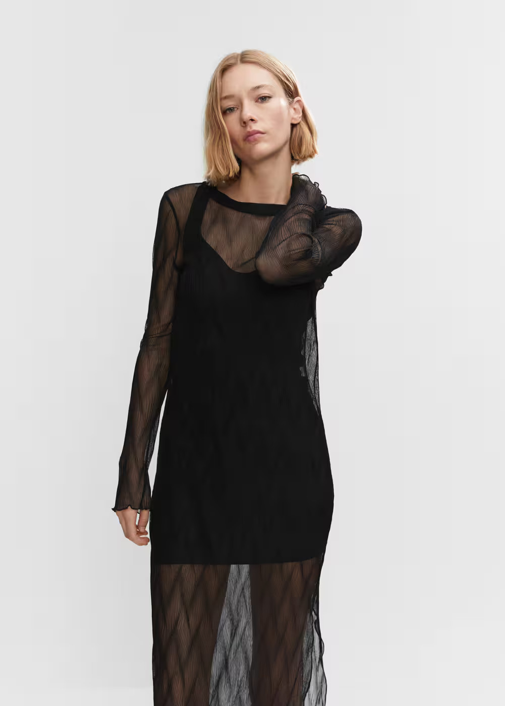 Robe tissu semi-transparent | MANGO (FR)