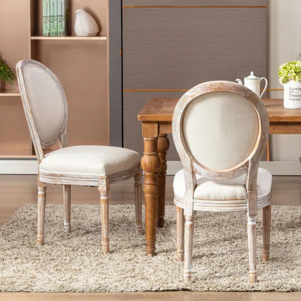 Ramani Linen Upholstered King Louis Back Side Chair | Wayfair North America