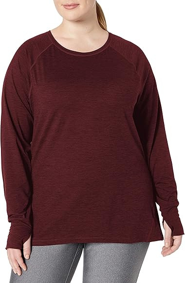 Amazon Essentials Women's Plus Size Brushed Tech Stretch Long-Sleeve Crew | Amazon (US)
