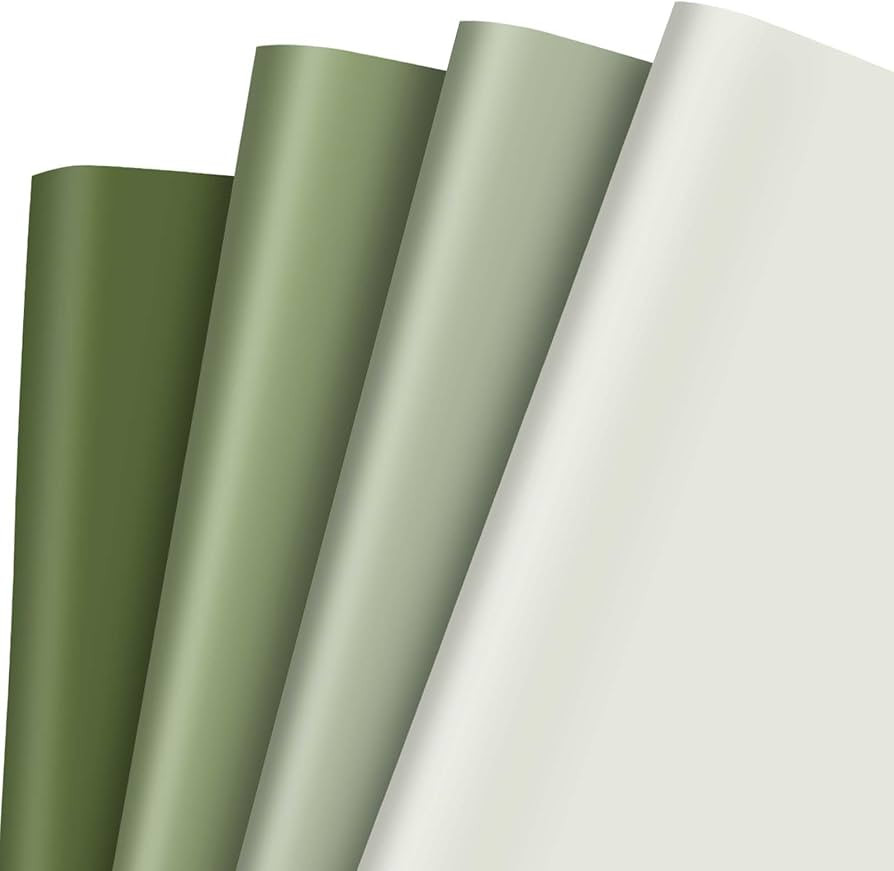 Whaline Sage Green Wrapping Paper - Not Roll 4 Colors Gradient Green Gift Wrap Paper Folded Flat ... | Amazon (US)