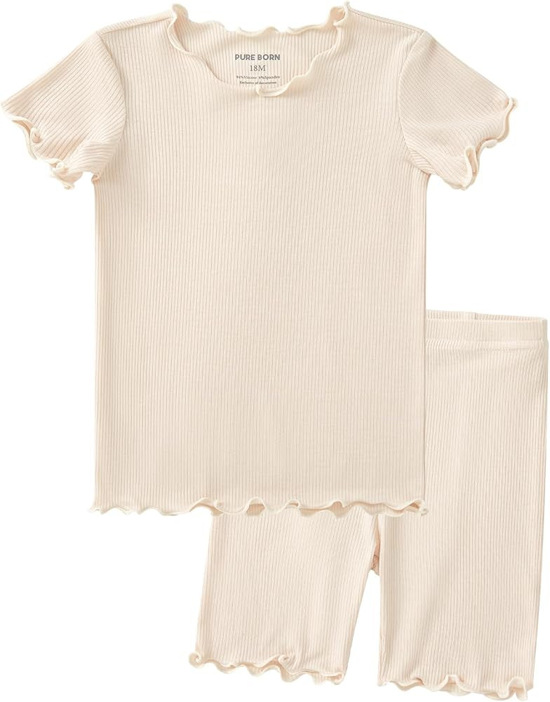 pureborn Baby Pajamas Set Pjs - Kids Toddler Boy Girl Short Sleeve Snug Fit Sleepwear 2pcs 18M-7Y | Amazon (US)