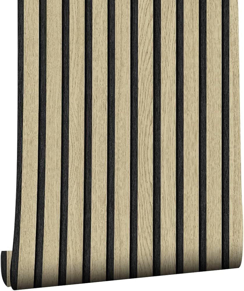 myforHD Wallpaper Peel and Stick Wood Grating Stripe Self-Adhesive Wallpaper Faux Wood Contact Pa... | Amazon (US)