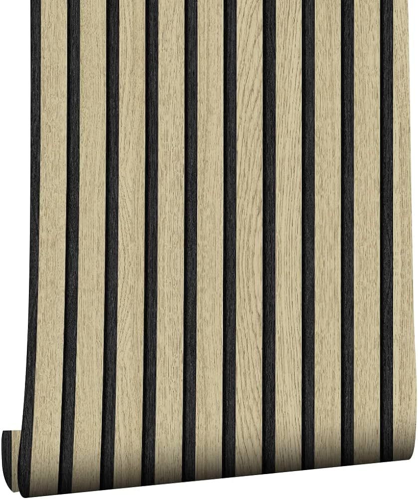 myforHD Wallpaper Peel and Stick Wood Grating Stripe Self-Adhesive Wallpaper Faux Wood Contact Pa... | Amazon (US)