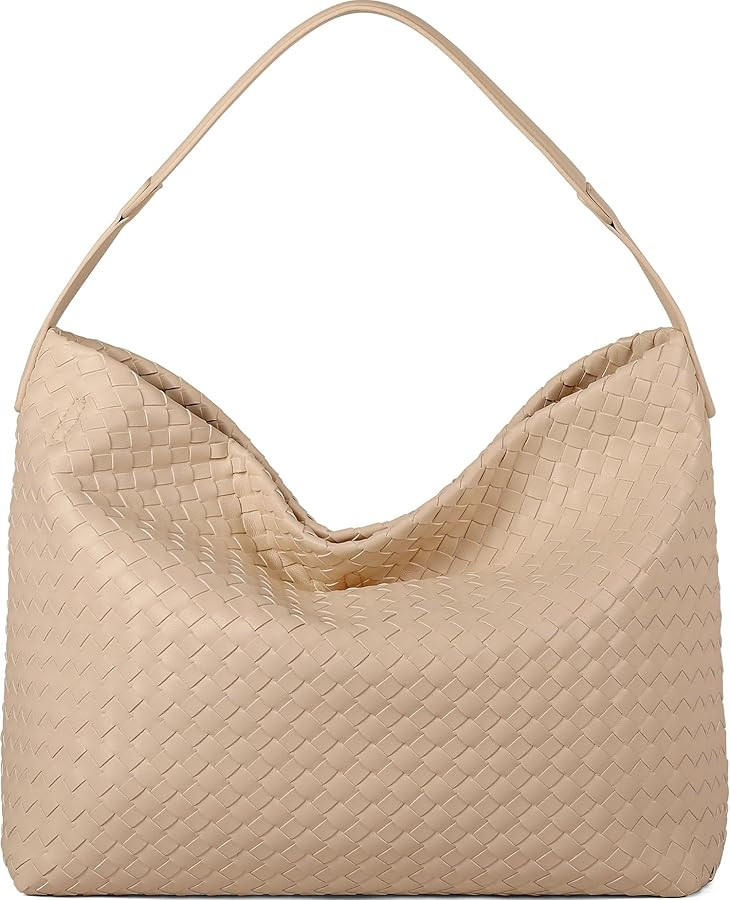 Woven Tote Bag for Women, Lightweight Vegan Leather Crossbody Purse Large shoulder handbag for Tr... | Amazon (US)