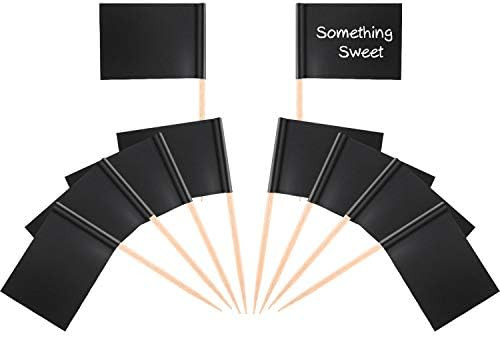Tatuo 100 Pieces Blank Toothpick Flags Black Flag Cupcake Toppers Cheese Markers Fruit Cocktail Stic | Amazon (US)