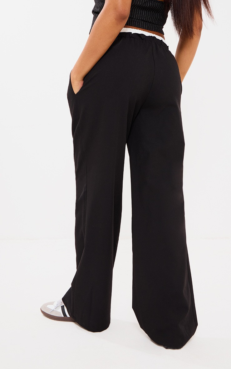 Black Boxer Detail Drawstring Waist Trousers | PrettyLittleThing IE