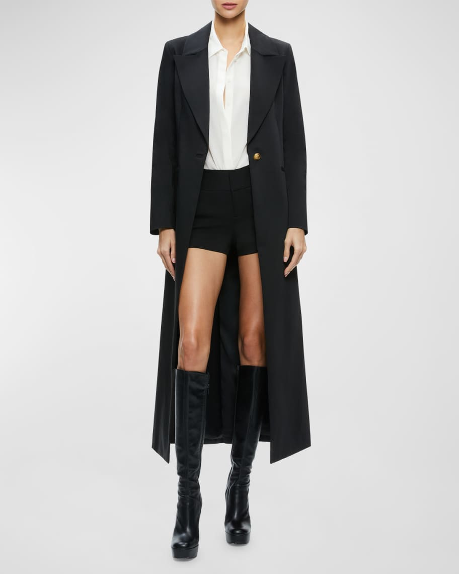 Alice + Olivia Theo Notch Collar Midi Coat | Neiman Marcus