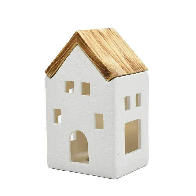 Holiday Time Transitional Traditional 1 Piece Small Light Up White Ceramic House 7.5” | Walmart (US)