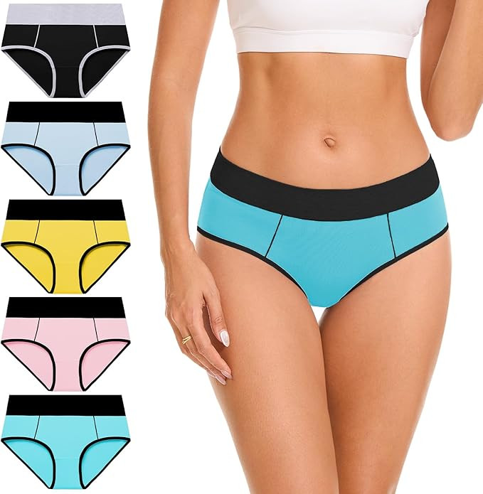 Underwear for Women Cotton High Waisted Briefs Full Coverage Underwear Soft Strech Breathable 2 P... | Amazon (US)
