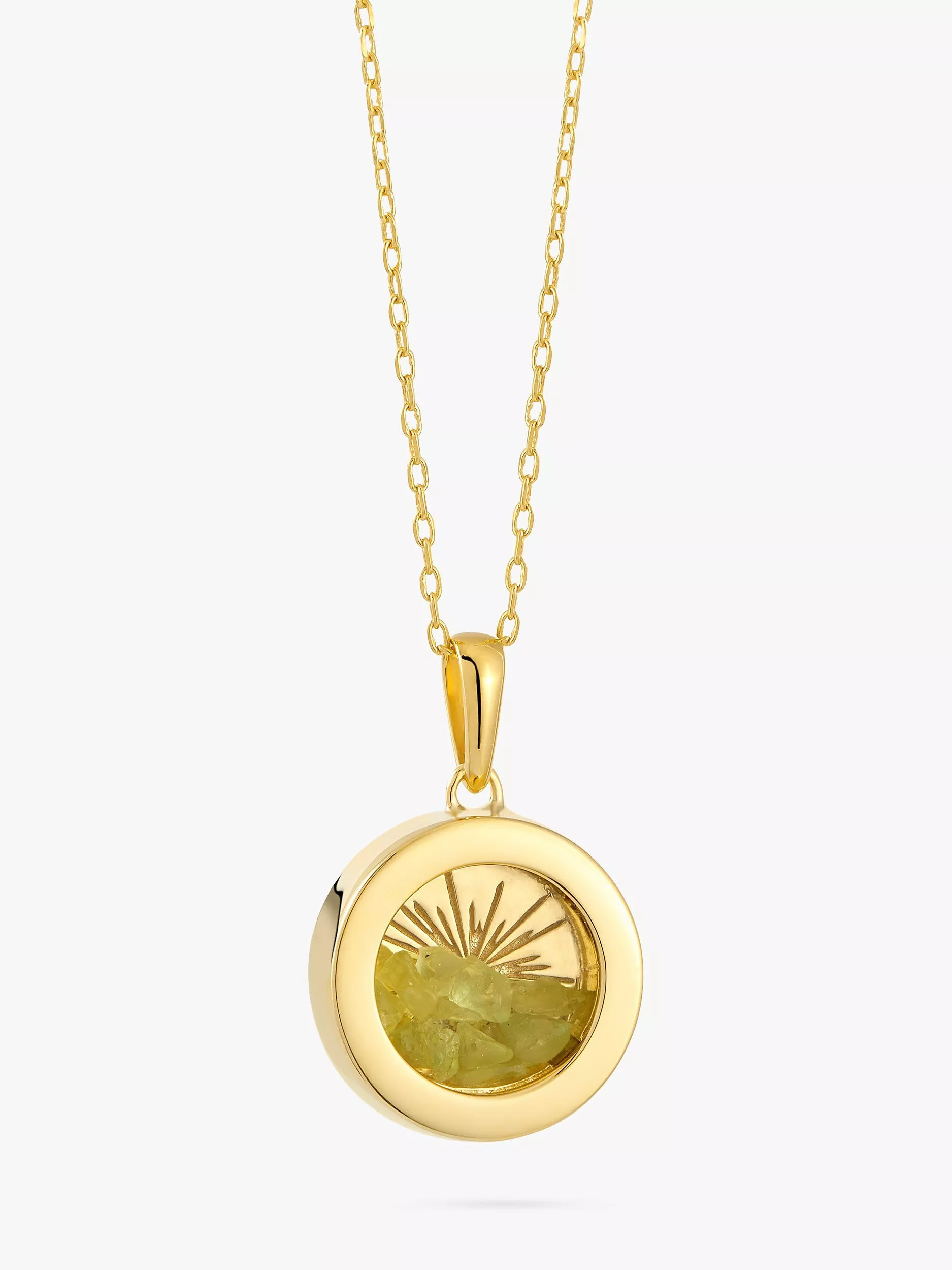 Rachel Jackson London Personalised Small Deco Sun Birthstone Amulet Necklace, Gold | John Lewis (UK)