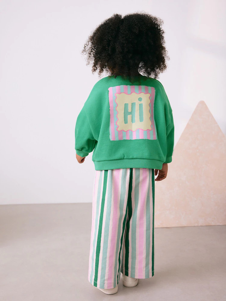 Green Sweatshirt & Wide Leg Trousers Set (3mths-7yrs) | Next US