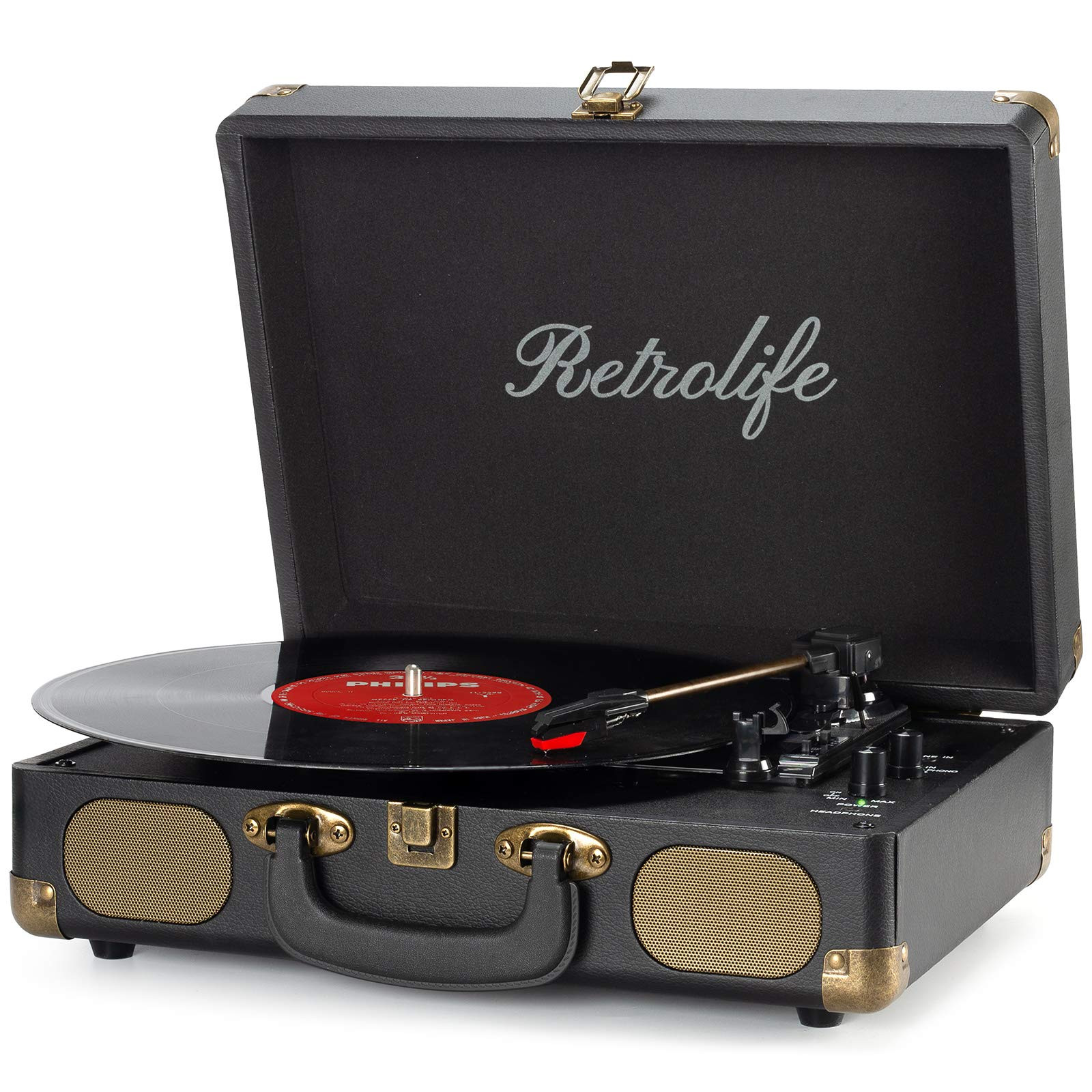 Vinyl Record Player 3-Speed Bluetooth Suitcase Portable Belt-Driven Record Player with Built-in S... | Amazon (US)