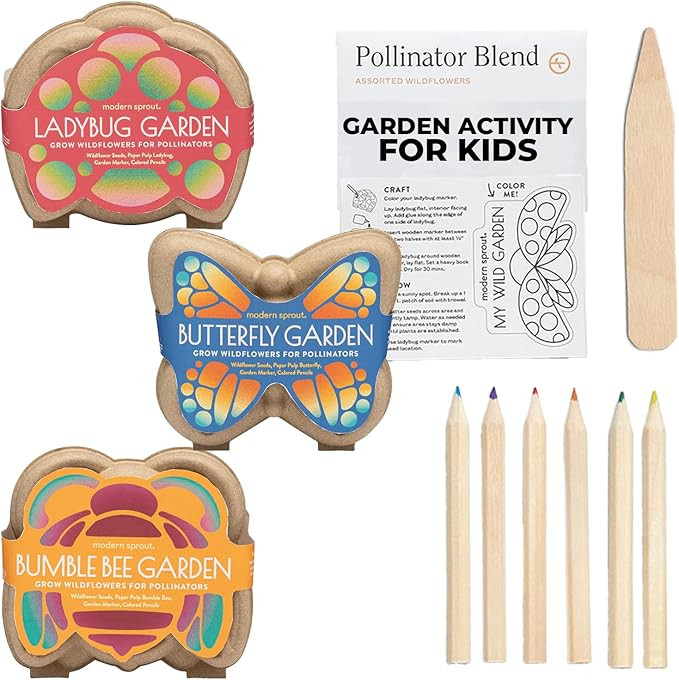 Modern Sprout Curious Critters Garden Activity Kit [3-Pack] Mixed Wildflower Seeds Packet, Butter... | Amazon (US)