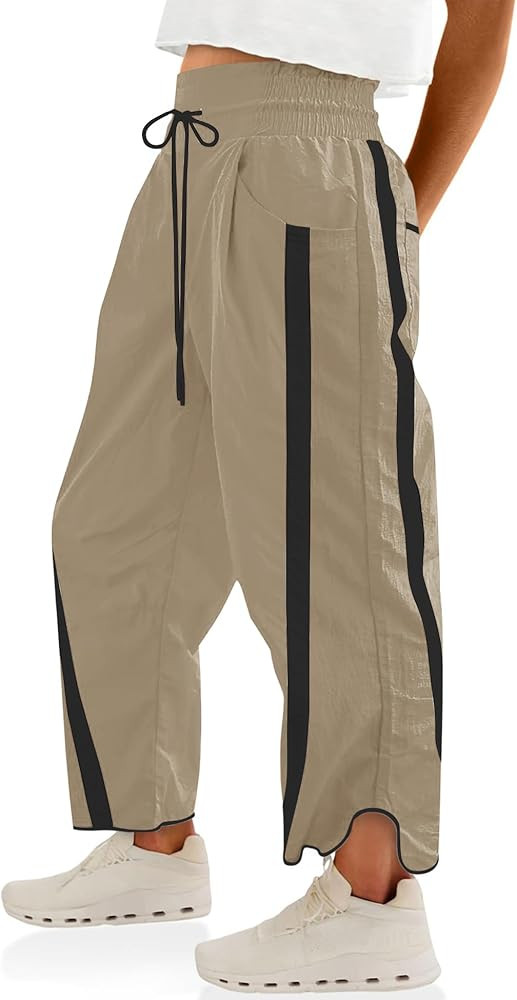 LOMON Womens Baggy Wide Leg Pants 2026 Lightweight Drawstring Contrast Color Elastic Waisted Y2K ... | Amazon (US)