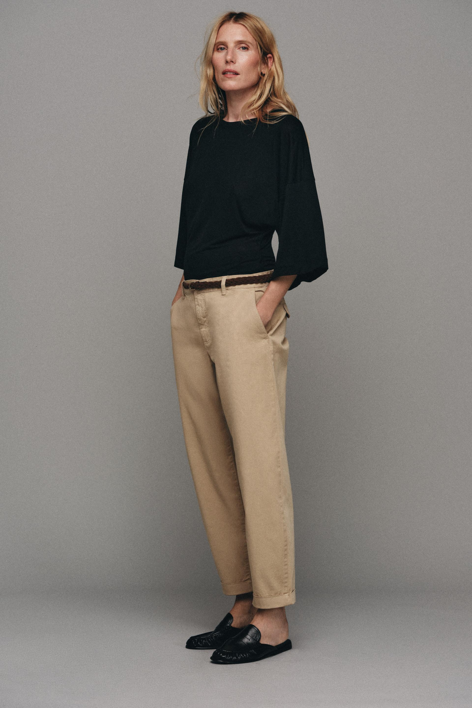 Zara - Pantaloni Chino Cintura Intrecciata - Indaco - It 42 (Eur 38) - Donna | Zara IT