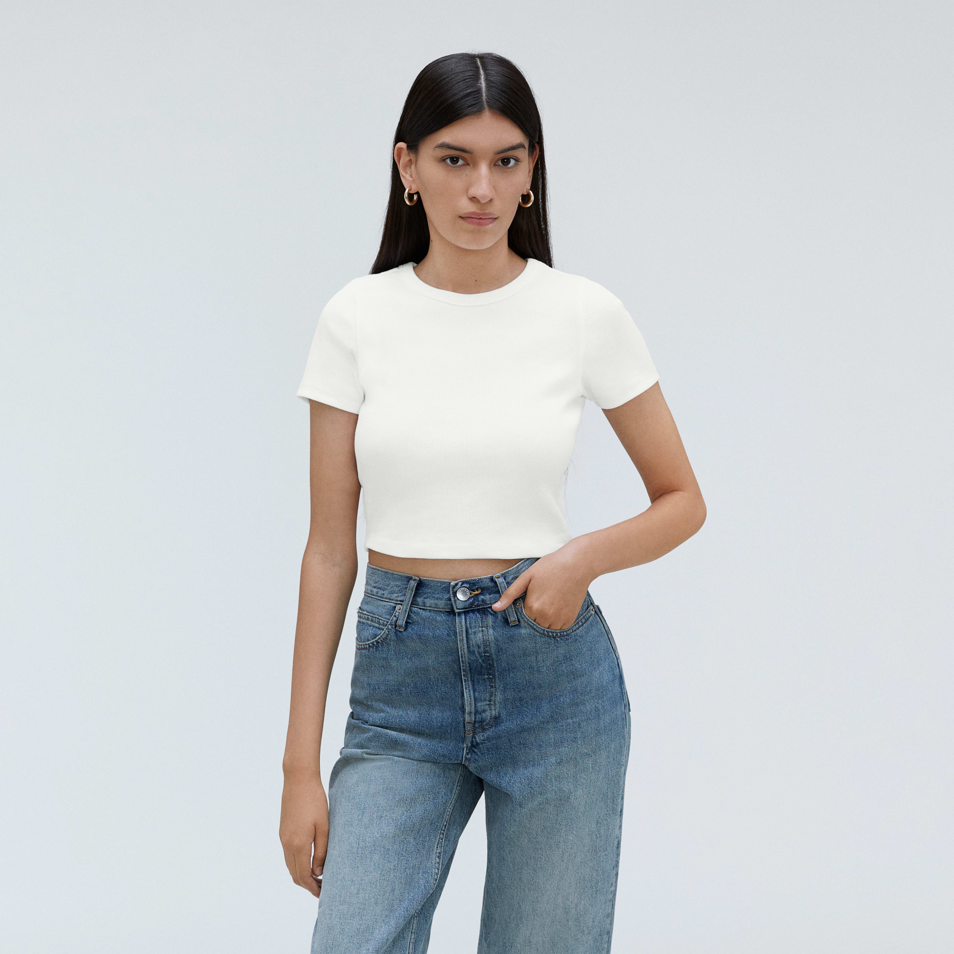 Women's Ribbed Baby T-Shirt by Everlane in White, Size XS | Everlane