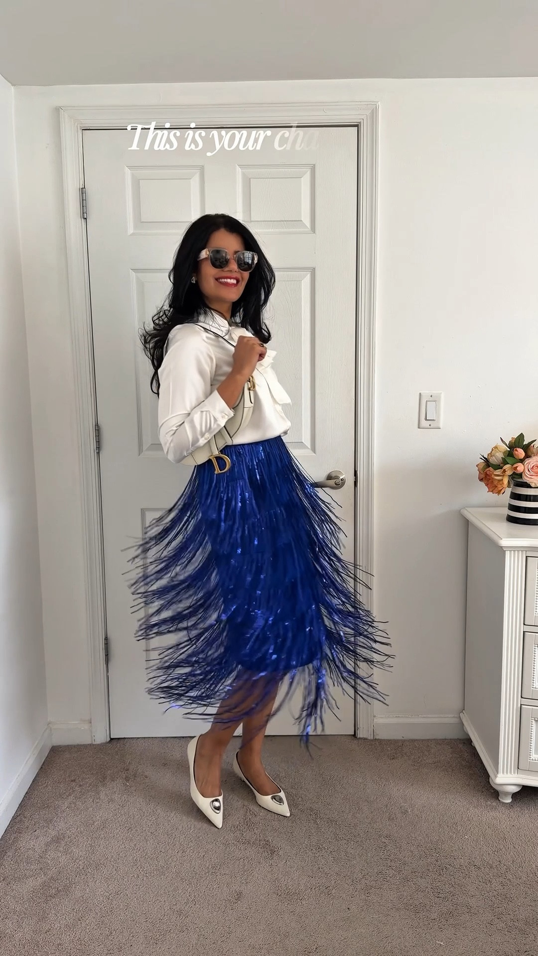 This skirt is instant dose of dopamine dressing! Versatile to pair with many tops, and will never be “dressed down”! I have created four looks here. This skirt comes in three colors. 