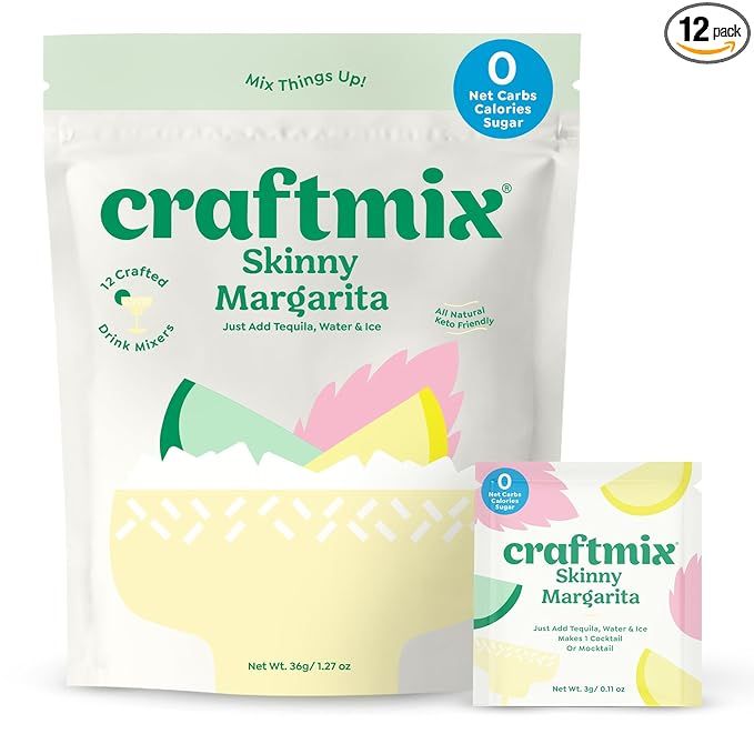 Craftmix Skinny Margarita Cocktail Mixers - Makes 12 Drinks - Zero Sugar, Zero Net Carbs, Zero Ca... | Amazon (US)