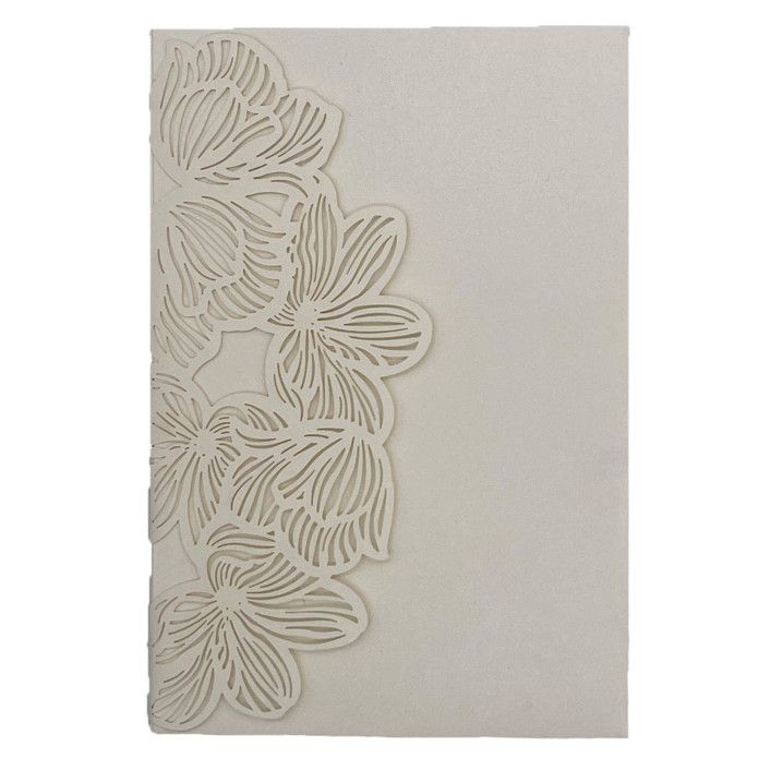Qty of 50 Custom Ivory Shimmer Exquisite Flower Tri-fold Laser Cut with Inside Pocket | Other Col... | Minted