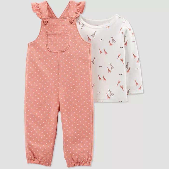Baby Girls' Giraffe Overalls Top & Bottom Set - Just One You® made by carter's Pink/Off-White | Target
