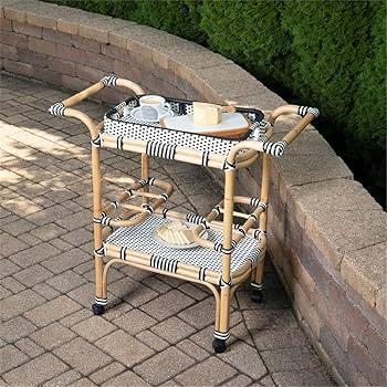 Black & White Rattan Bar Cart | Amazon (US)