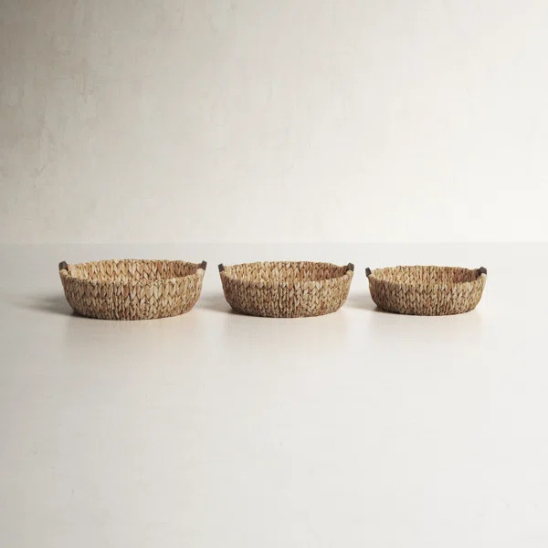 3 Piece Round Wicker Basket Set | Wayfair North America