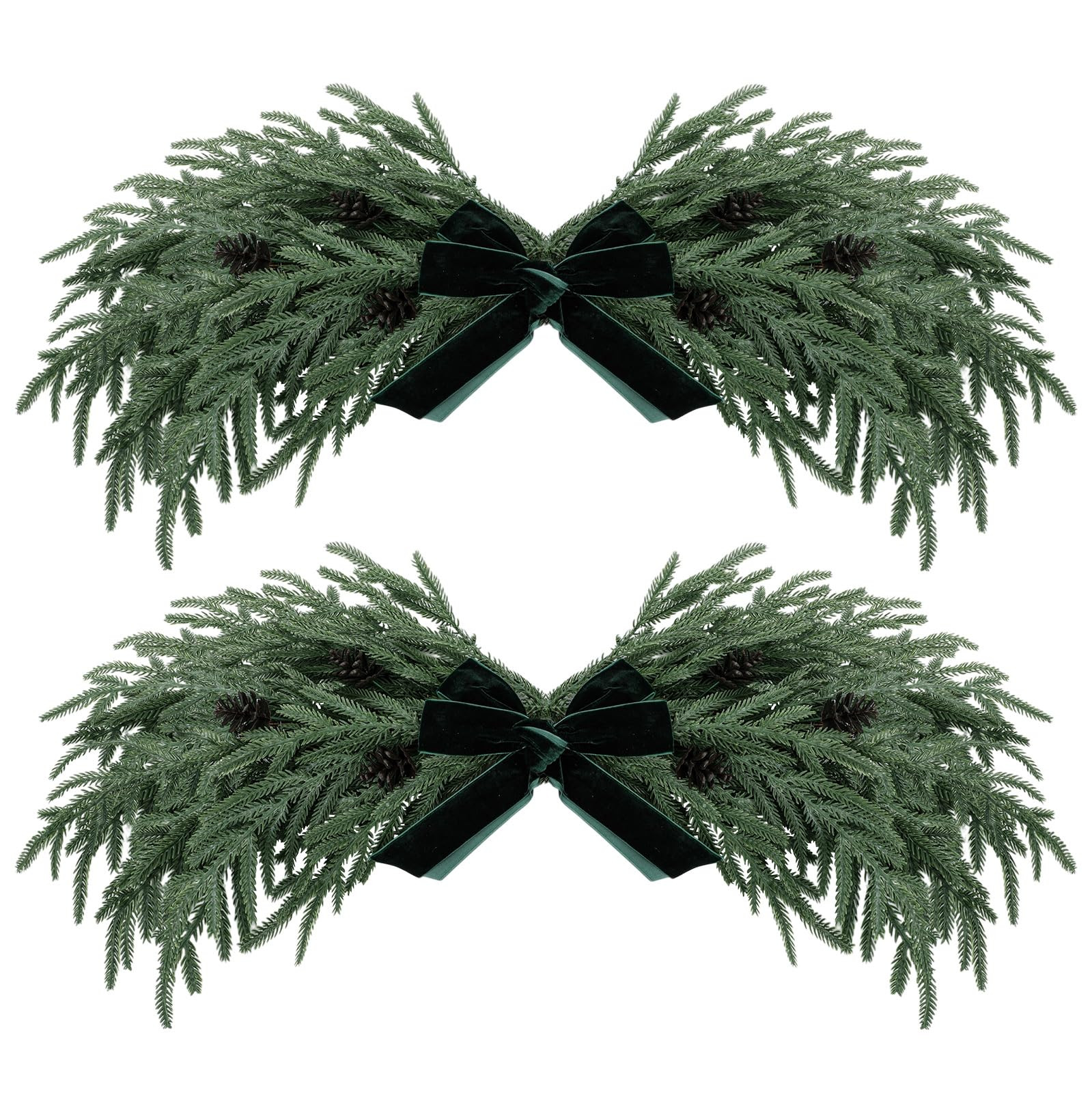 31.5" Christmas Swag for Front Door Rustic Velvet Bow Christmas Centerpiece with Berries for Indo... | Amazon (US)