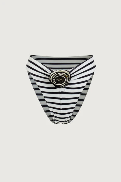 Rosette High Rise Bottom (Cream Black Stripe) | SAME