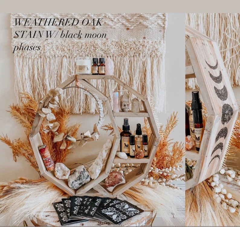 Circle shelf, circle crescent moon shelf, moon shelf, essential oils shelf, crystal healing, gems... | Etsy (US)