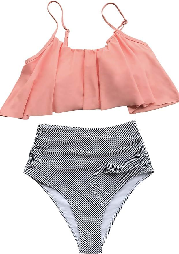CUPSHE Women's High Waisted Falbala Bikini Set | Amazon (US)