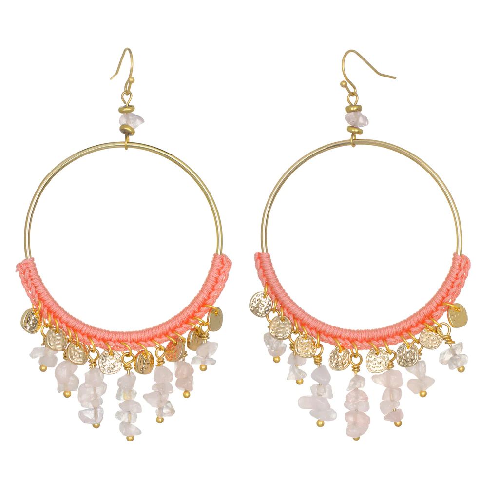 Coral Daydream Crystal Earrings | Sequin