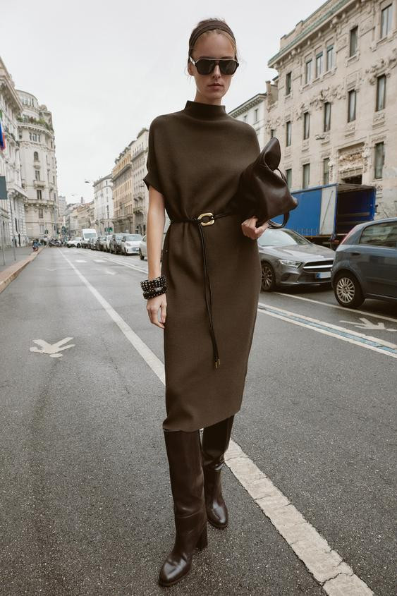 KNIT BELTED DRESS | Zara US