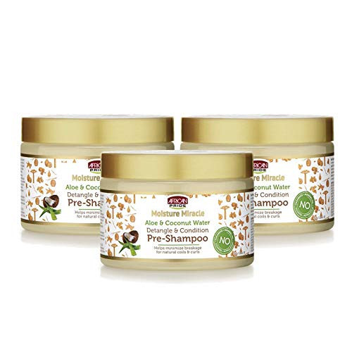 African Pride Moisture Miracle Aloe & Coconut Water Pre-Shampoo - Helps Minimize Breakage for Natural Coils & Curls, Detangles & Conditions, 12 oz (3 Pack) | Amazon (US)