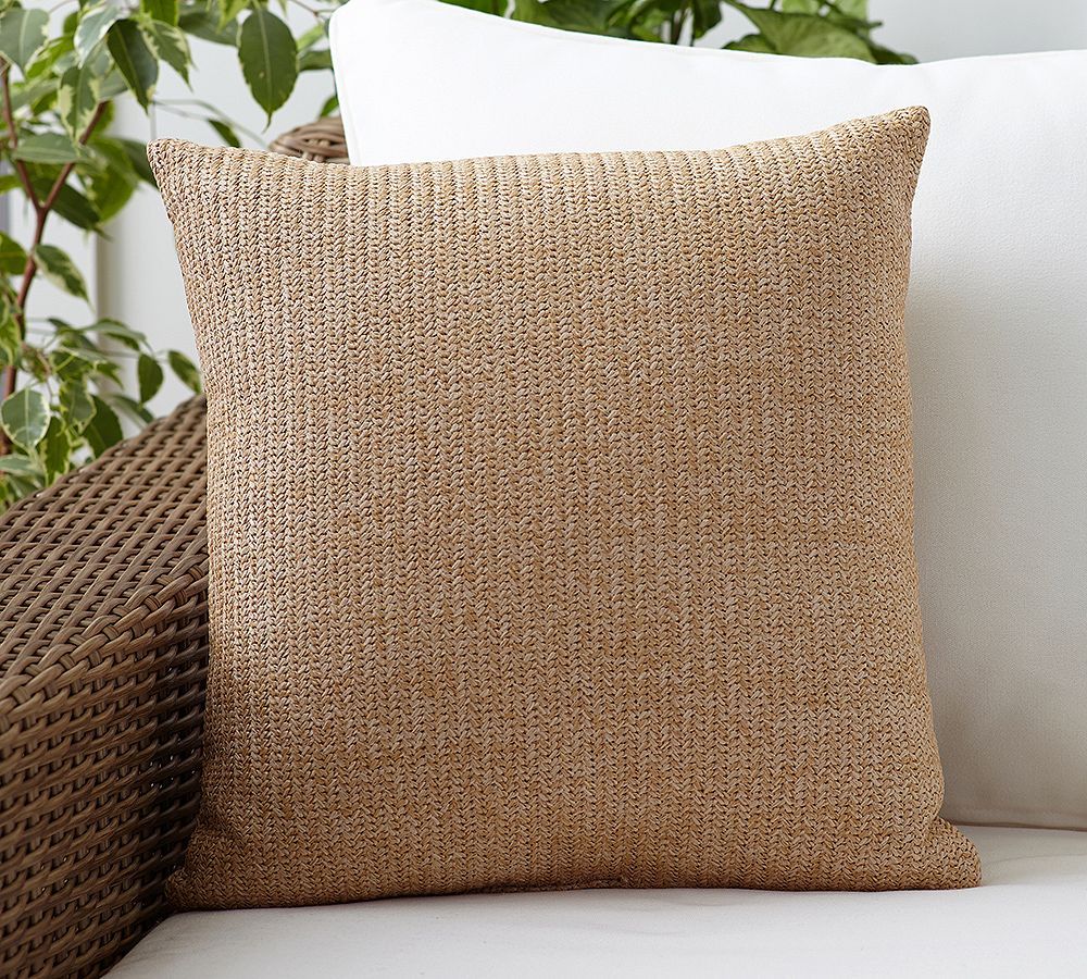 Faux Natural Fiber Outdoor Pillow | Pottery Barn (US)