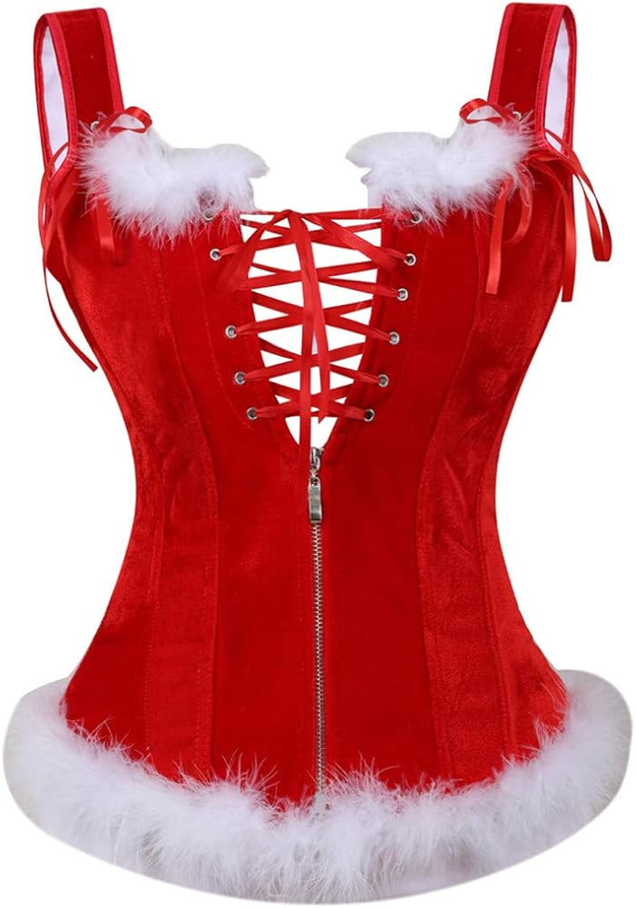 Zhitunemi Women'sMrs Santa Costume Valentines Bustier Corset Top Bowknot Christmas Sexy Lingerie ... | Amazon (US)
