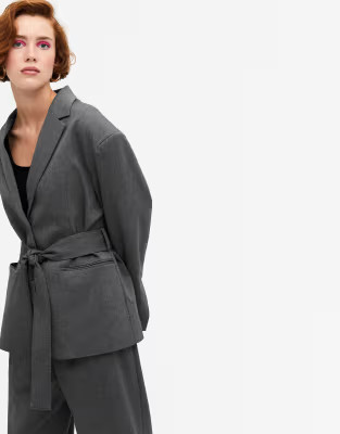 Monki Gabi co-ord belted blazer in grey | ASOS (Global)