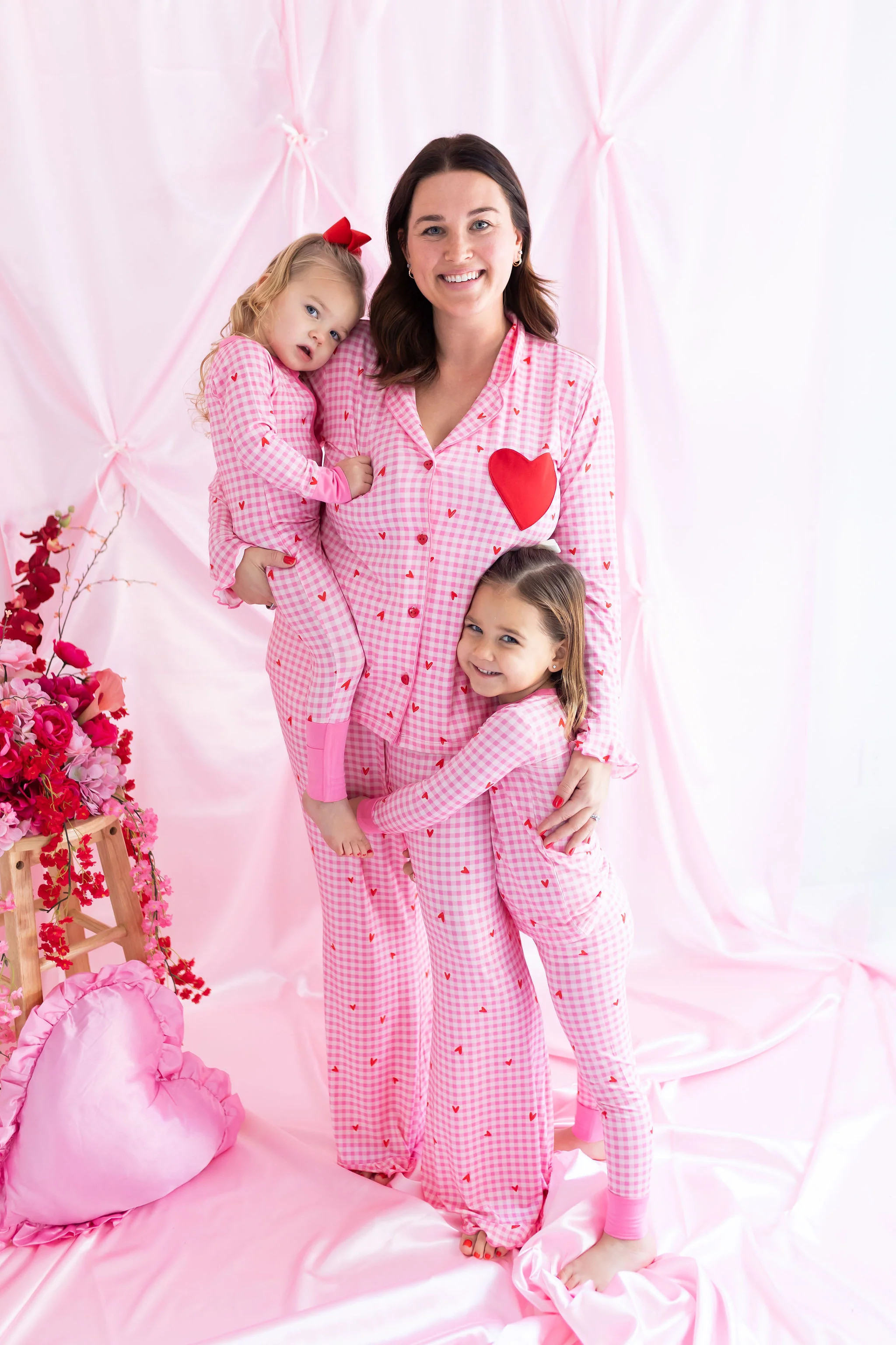 Be Mine Gingham Women's Long Sleeve Ruffle Set | In My Jammers