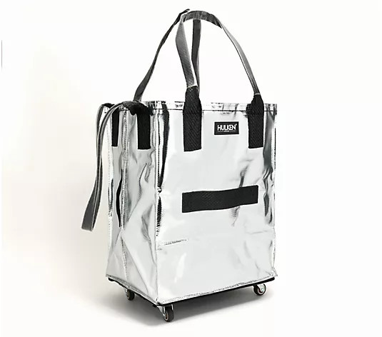 Hulken Medium Rolling Tote Bag with Zip Top & Button Closure - QVC.com | QVC