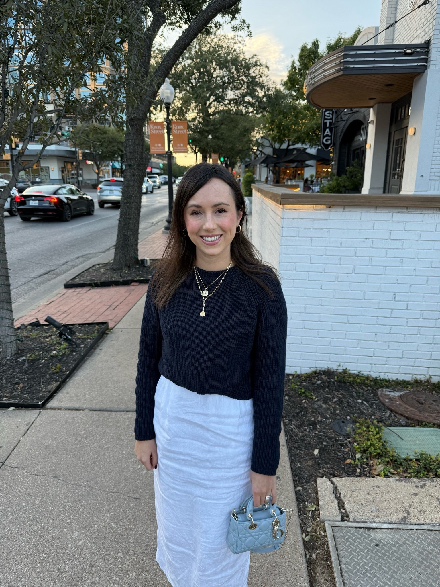Quince white linen dress (xs) layered with a navy sweater 



#LTKSeasonal #LTKStyleTip #LTKFindsUnder100