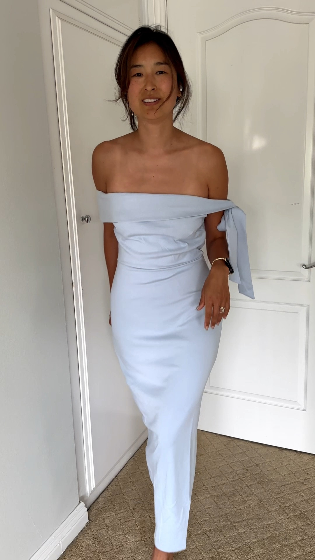 This is my first try on in forever since I needed to find a spring color dress that actually fits. I love this soft jersey knit material and the thickness of the dress. It’s definitely more forgiving than the others that I tried on. The grippy material around the bust and arms is a win for keeping the dress in place. The only thing I would improve would be the fit around the body and bust because I’m super tiny on top (it’s a me issue!).

#LTKgrwm #LTKstorytime #LTKWedding