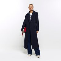 River Island Womens Navy Longline Overcoat | River Island UK & IE