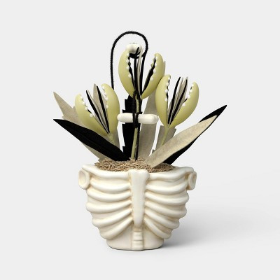 12.5" Grim Greenery Plastic Rib Cage Bones Halloween Artificial Pot Planter - Hyde and EEK! Boutique™ | Target
