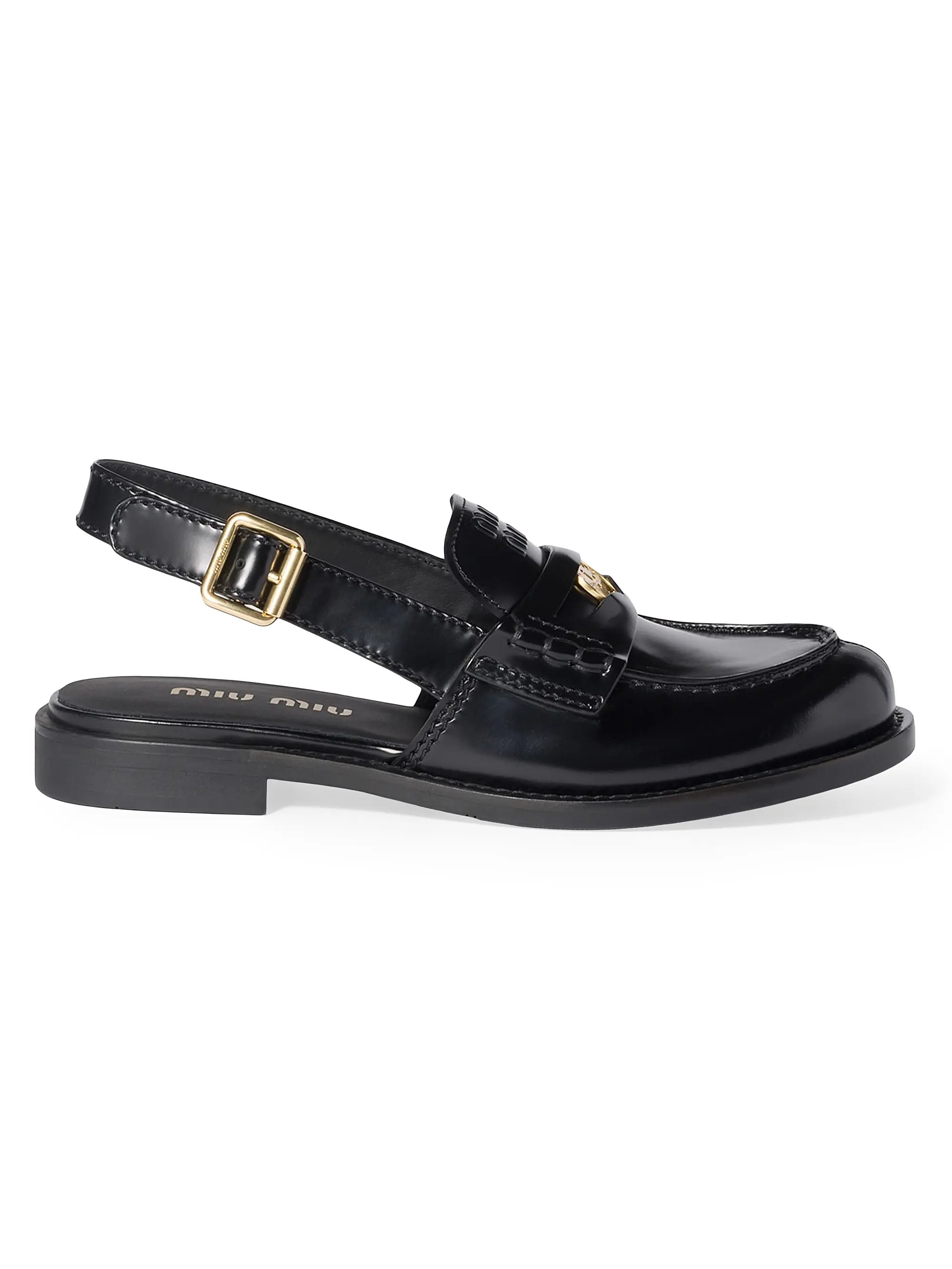 Miu Miu Brushed Leather Slingback Loafers | Saks Fifth Avenue | Saks Fifth Avenue