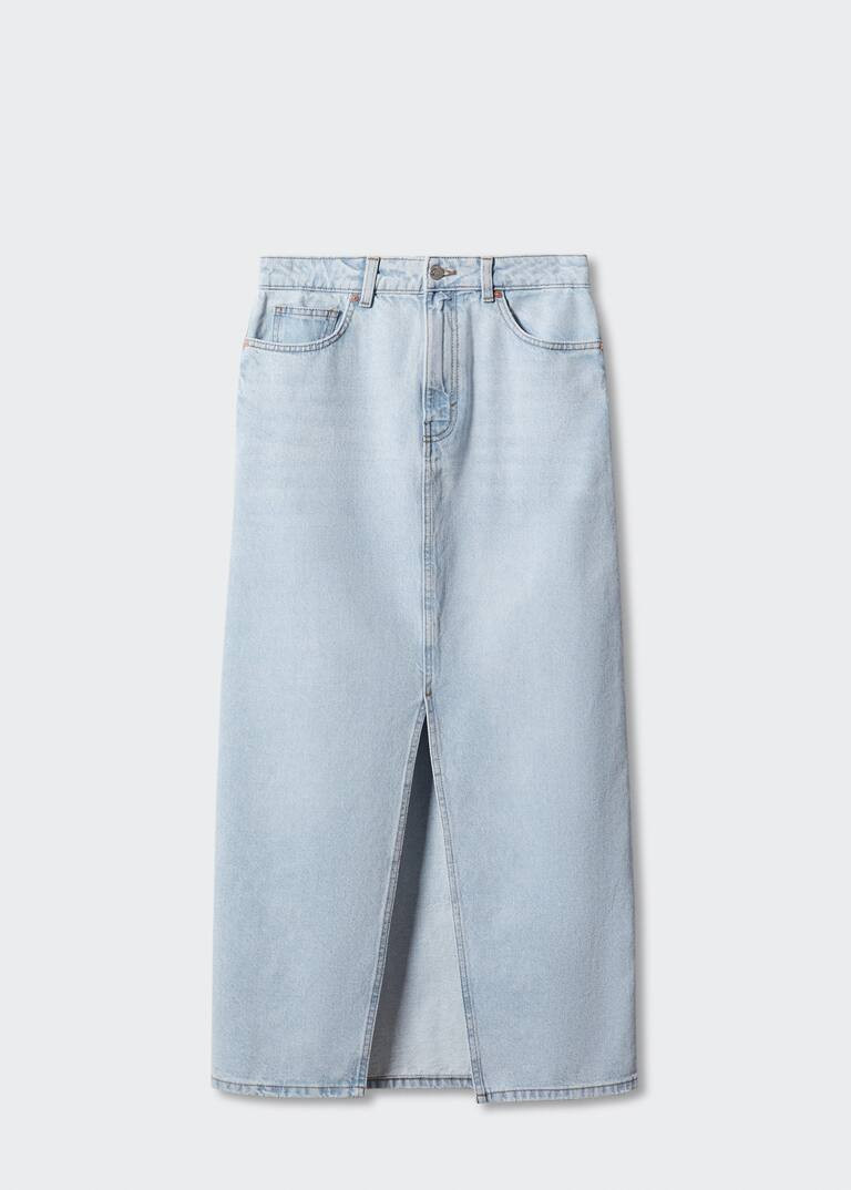 Slit denim skirt -  Women | Mango United Kingdom | MANGO (UK)