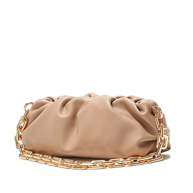 Women's Chain Pouch Bag Cloud-Shaped Dumpling Clutch Purse Ruched Chain Link Shoulder Handbag - W... | Walmart (US)
